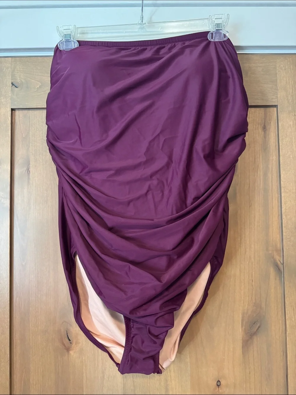 NWT J.Crew Gemma Ruched Bandeau One-Piece Swimsuit Womens 20 Maroon Simple Beach